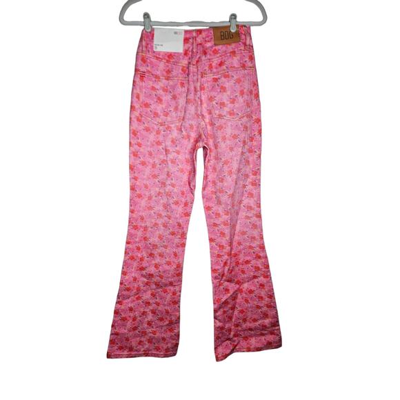 NEW BDG Urban Outfitters 26 High Rise Flare Pink Floral Painted Jean Boho HIppie - Picture 5 of 5